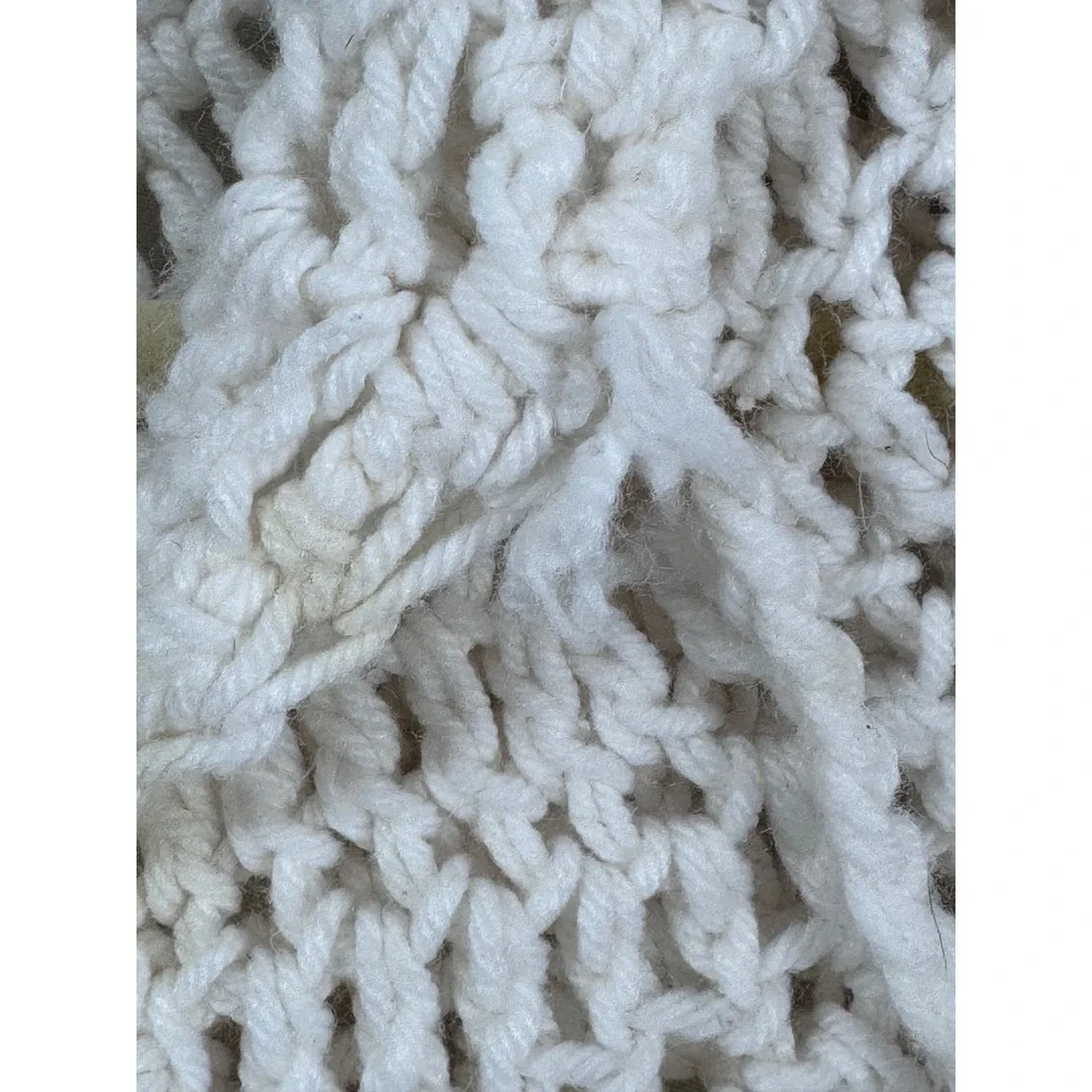 Handmade Crochet Shawl Wrap Cream White Open Knit Tie Front Bed Jacket Cape